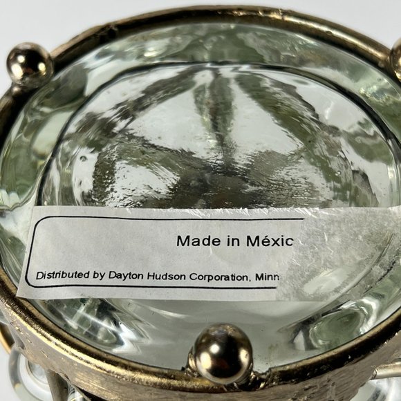 Vtg Caged Glass Candle Holder Vase Handblown Brutalist Art Mexico - Picture 7 of 14